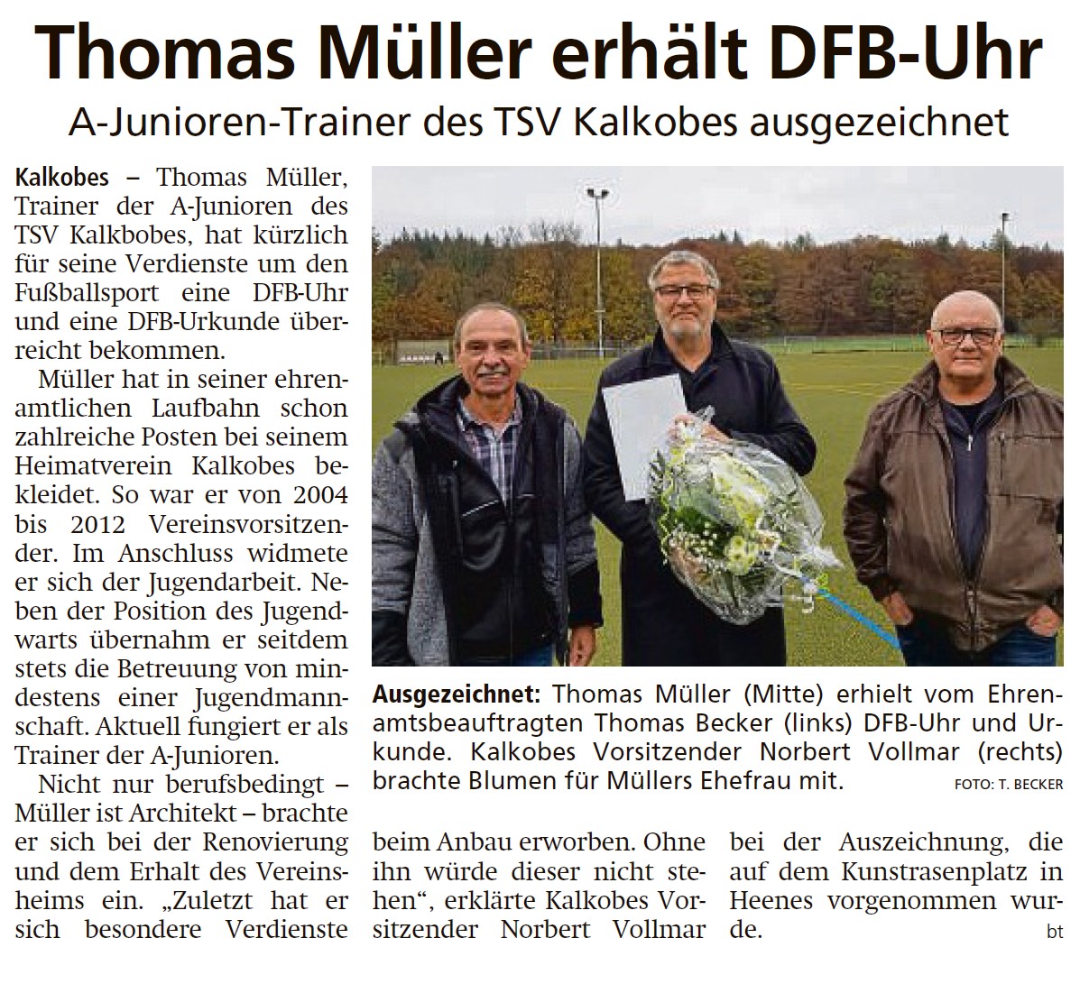 Ehrung für Thomas Müller